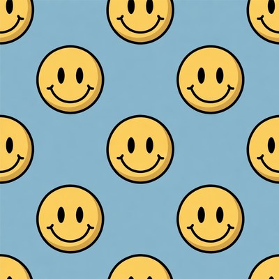 Smiley faces on blue background