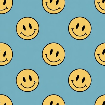 Smiley faces on blue background