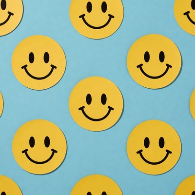 Smiley faces on blue background