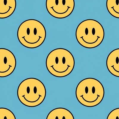Smiling faces on blue background