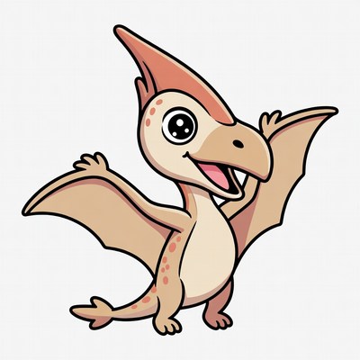 Happy cartoon dinosaur with wings