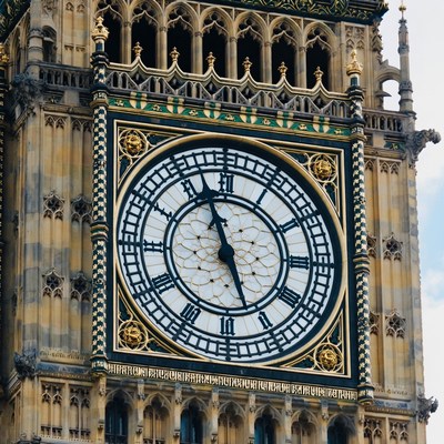 Clock tower shows time in london