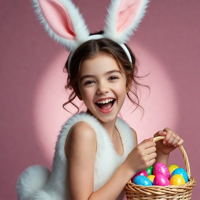 Smiling child with easter basket