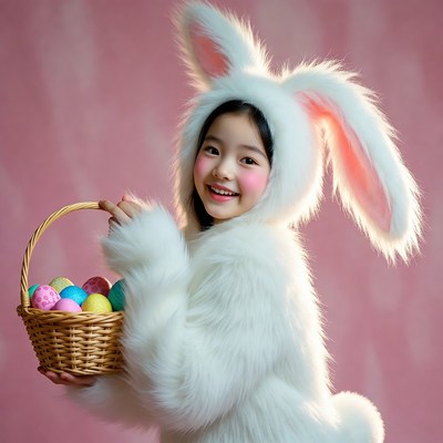 Easter celebration with bunny costume