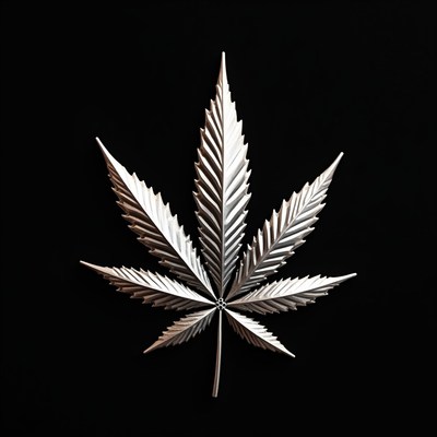 Silver leaf design on black background