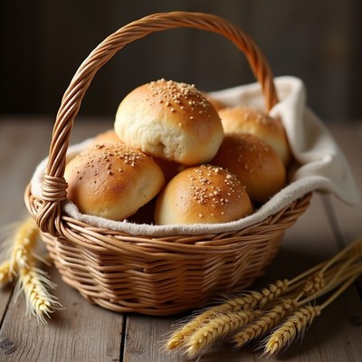 Freshly baked bread in a basket