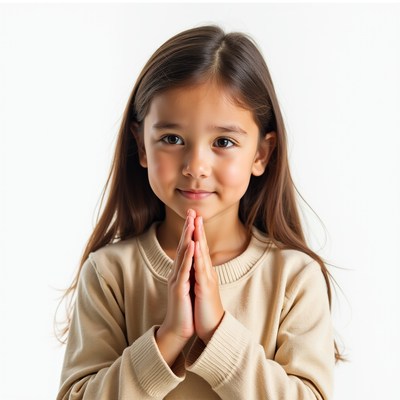 Child with hands together in greeting