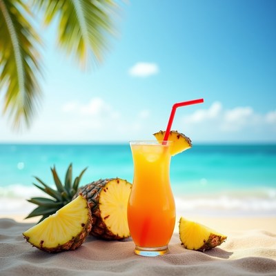 Tropical drink on a sunny beach