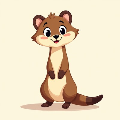 Cute cartoon weasel character standing
