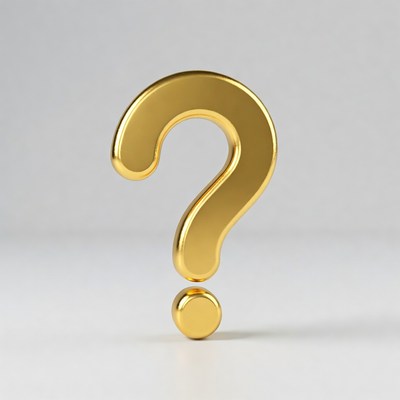 Golden question mark on white background