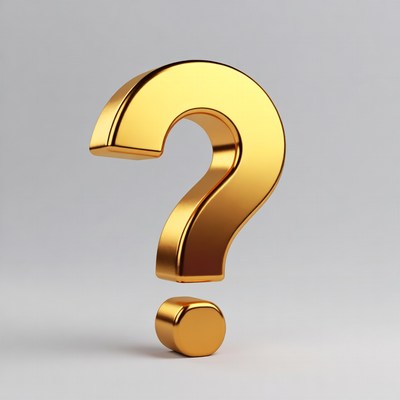 Golden question mark symbol on gray background