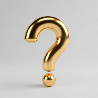 Golden question mark on gray background
