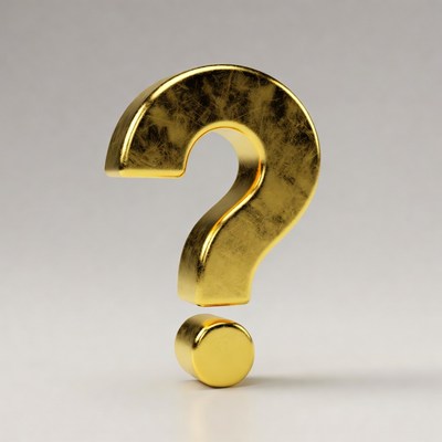 Gold question mark on simple background