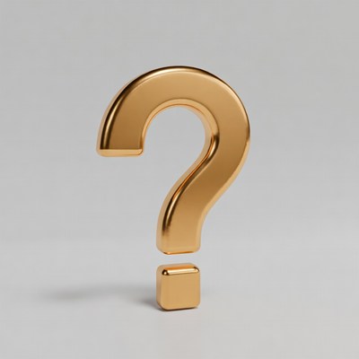 Golden question mark on simple background