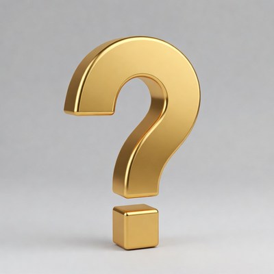 Golden question mark on gray background