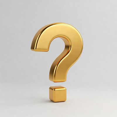 Golden question mark on gray background