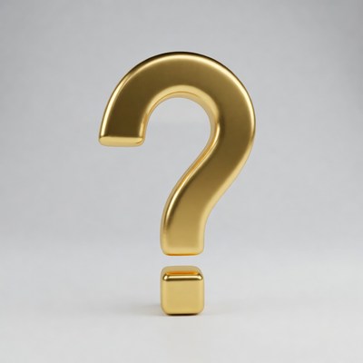 Golden question mark symbol display