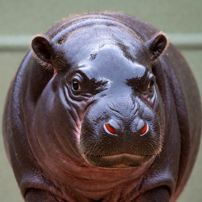 Close-up view of hippo's face