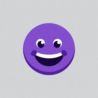 Purple smiling face with big eyes