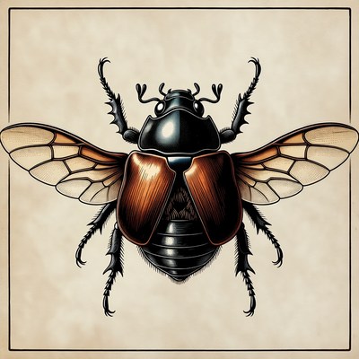 Beetle with detailed wings and body