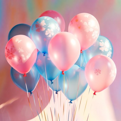 Colorful balloons with flowers at party