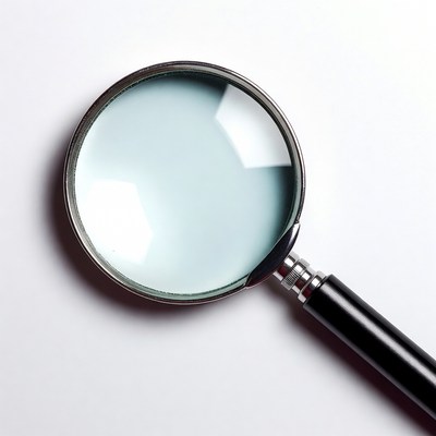 Magnifying glass on white surface