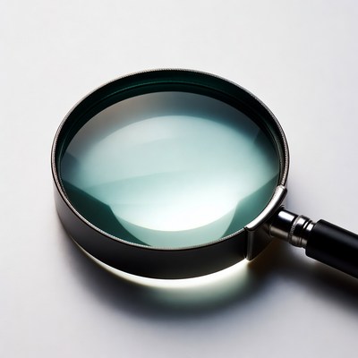 Magnifying glass on white surface
