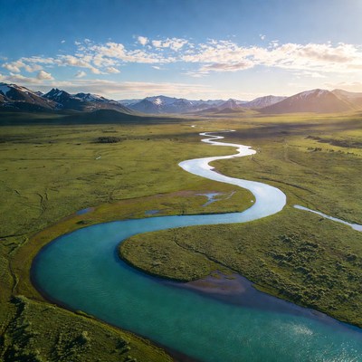 River winding through green landscape