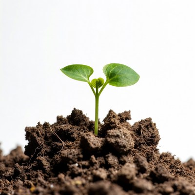 Green seedling growing from soil