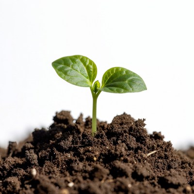 New plant growth in dark soil