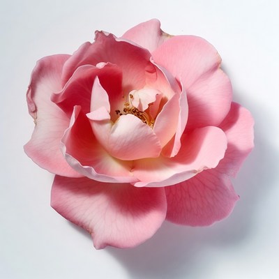 Pink rose on white surface