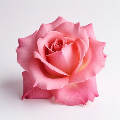Pink rose with layered petals close up
