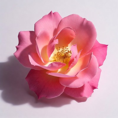 Close-up of pink rose on white background