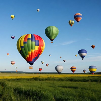 Colorful hot air balloons in the sky