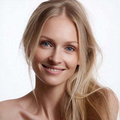 Smiling woman with long hair