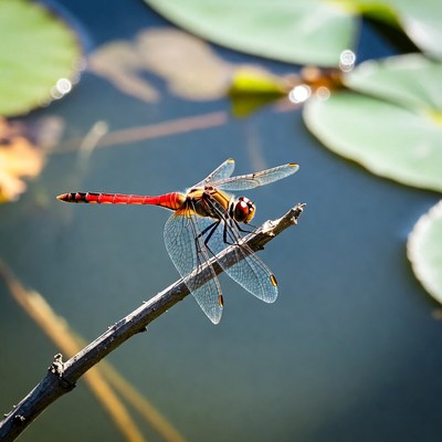 Dragonfly resting on a branch