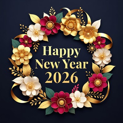 Happy new year 2026 floral design