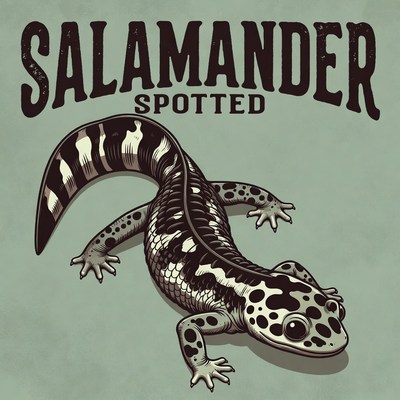 Salamander illustration on green backdrop