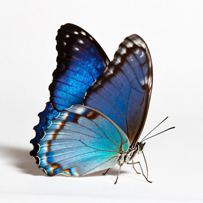 Bright blue butterfly on display