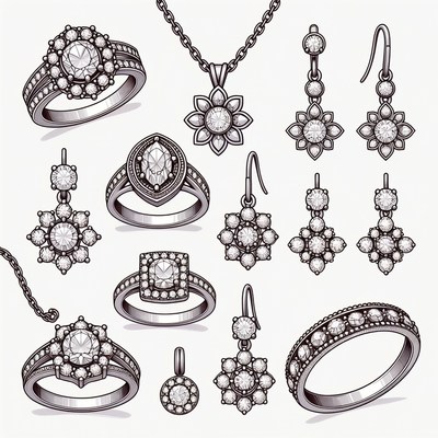 Hand-drawn jewelry designs collection