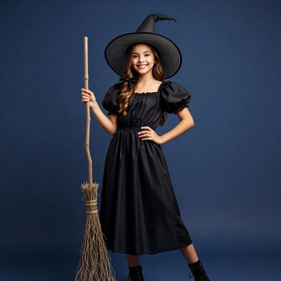 Young witch poses for halloween shoot