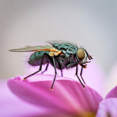 Fly on a flower petal