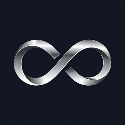 Silver infinity symbol on dark background
