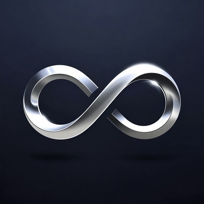 Silver infinity symbol on dark background