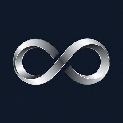 Silver infinity symbol on dark background