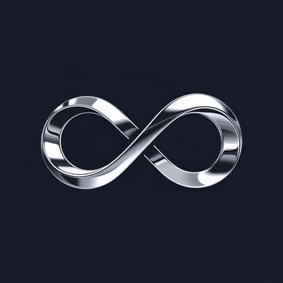 Silver infinity symbol on dark background