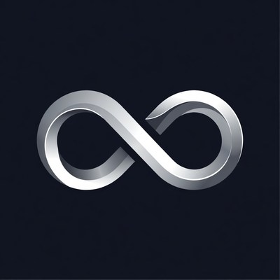 Silver infinity symbol on dark background