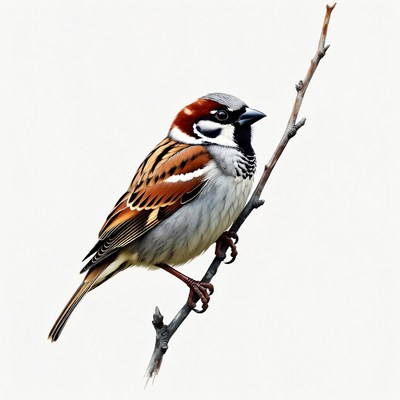 Sparrow perched on a branch