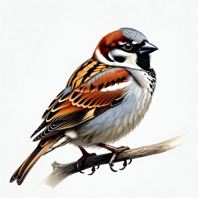 Sparrow perched on a branch