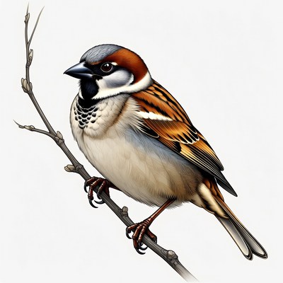 Sparrow perched on a branch